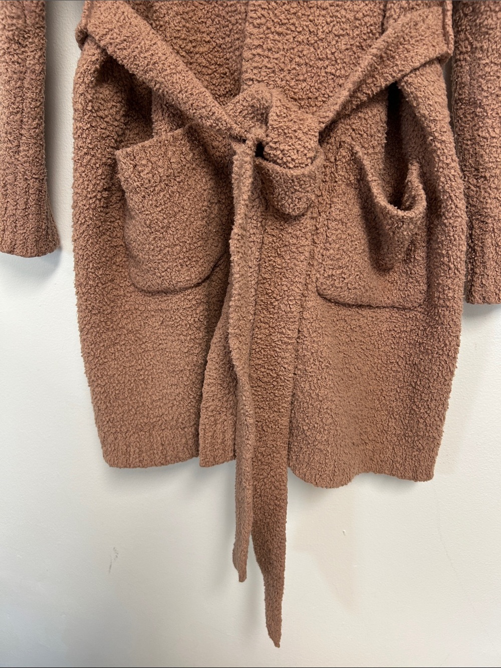 Skims Cozy Collection Textured Knit Boucle Belted Brown Short Robe Size L/XL - Picture 7 of 16